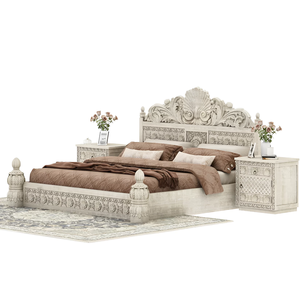Elegant Maharaja Hand Carved <b>Bed</b> <b>Queen</b> <b>Size</b> With Intricate Wooden Design Sturdy <b>Frame</b> Durable Solid Wood Perfect For Luxury - Product Image 3