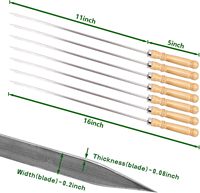 Brochettes SEB avec manche en bois, réutilisables, pour barbecue, hot-dogs, viande, légumes, camping, ustensiles de cuisine, 12,9 pouces
