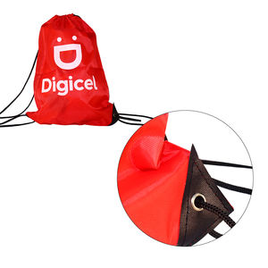 AI-MICH Logo personnalisé étanche Nylon Polyester 210D Promotion <span class=keywords><strong>Gym</strong></span> cordon sacs à dos dessiner chaîne rouge sport Nylon sacs poche - Product Image 5