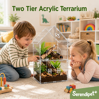 Terrarium en acrylique en forme de maison à deux niveaux pour reptiles, serpents, lézards, tarantules, coléoptères, araignées sauteuses - Cage Vivarium OEM