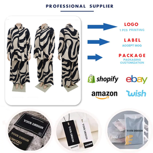 N7953时尚加大码女装条纹印花长袖宽松衬衫 + 直腿裤套装两件套女装 - Product Image 3