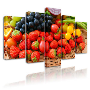 Gambar Seni Dinding Musim Semi Lukisan Kanvas Berbingkai 5 Panel Cetak Buah untuk Dapur Gambar Seni Dinding Dekorasi Rumah Ruang Tamu - Product Image 3