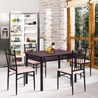 5-teiliges Vielseitiges Rundes Holz-Esstisch-Set mit 4 Stühlen für Zuhause, Küche, Outdoor, Landhaus, Flur oder Apartment-Bar