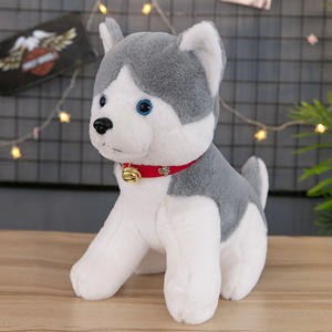 Peluş oturma köpek dolması hayvan oyuncaklar yeni simülasyon <span class=keywords><strong>Husky</strong></span> bebek çan küçük köpek doldurulmuş oyuncak oturma modeli Erha bebek çocuklar hediye - Product Image 4