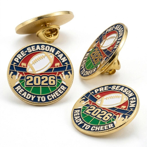 Épinglette personnalisée ronde en alliage de zinc émaillé pour supporters de football <span class=keywords><strong>américain</strong></span>, idéale pour les campagnes promotionnelles sportives - Product Image 3