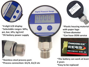 Uiy6 ABS <span class=keywords><strong>4</strong></span>-chữ số <span class=keywords><strong>LCD</strong></span> hiển thị kích thước nhỏ 67 Mét đo áp suất kỹ thuật số - Product Image 6