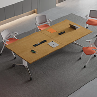 Table de conférence pliante extra-large de style professionnel, élégante, mobile, longue, design moderne minimaliste, en PVC, pour bureau