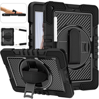 Untuk iPad 9.7 casing kasar dengan 360 derajat rotasi tali tangan silikon pada harga pabrik