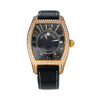 Montre Mécanique de Luxe Entièrement Automatique Boîtier Or 18 Carats Cadran Sertie de Diamants Bracelet en Cuir Accessoires Personnalisés pour Montres de Marque