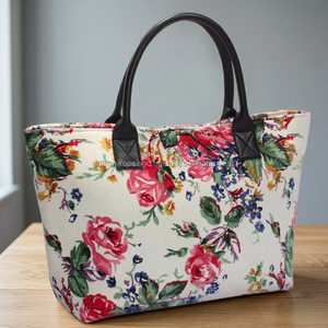 Export Quality Boho Western Velvet Cotton Fabric Printed Tote <b>Bag</b> for Women Trendy Summer Fashion Handbag Open Closure All - Product Image 2