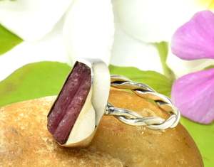Attractive Natural 925 Sterling Silver Natural Pink Tourmaline Gemstone Untreated Rough Shape Beautiful Handmade <b>Finger</b> <b>Ring</b> - Product Image 4