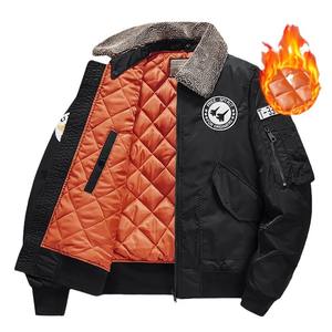 Jaket Satin Musim Dingin Model Pilot dengan Ritsleting untuk Luar Ruangan, Desain Patch untuk Streetwear, Jaket Bomber Pria - Product Image 5