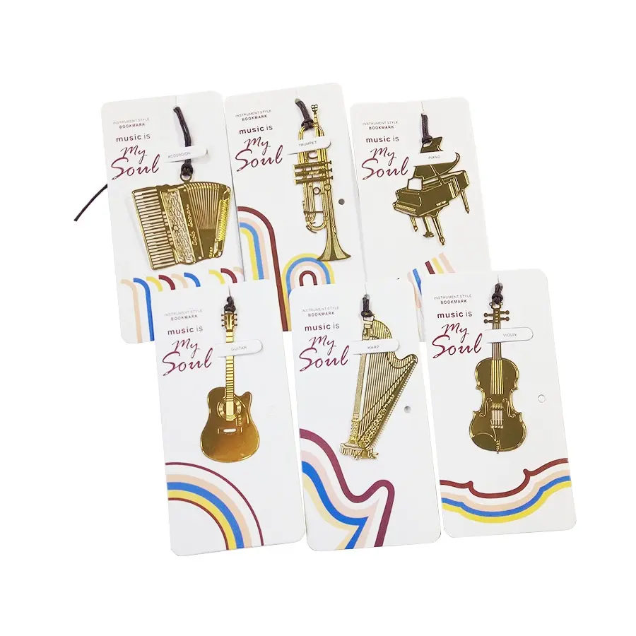 1pc per pack Musical instrument metal Bookmarks Retro Beautiful Boxed Gifts For Book Holder Gift School Supplies