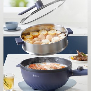 Poêle Électrique Midea 4L Bleue Ronde Multifonctionnelle avec Fonction Vapeur pour Usage Domestique - Product Image 3