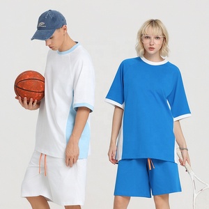 2026 T-shirt sportif à séchage rapide, à manches raglan, coupe oversize, col rond, col formel, blocs de couleur sur les côtés des manches, tricoté, respirant - Product Image 1