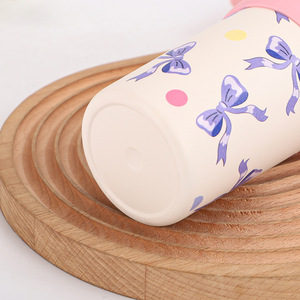 Gobelet à café créatif en gros, motif dessin animé, en acier inoxydable, isolé, avec cordon, mug portable avec paille pour l'extérieur - Product Image 6