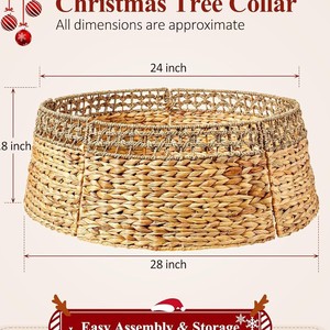 Handmade Woven <b>Christmas</b> <b>Tree</b> Skirt Round Linen Straw Willow Weaving Traditional Style <b>Tree</b> <b>Base</b> Decor - Product Image 4