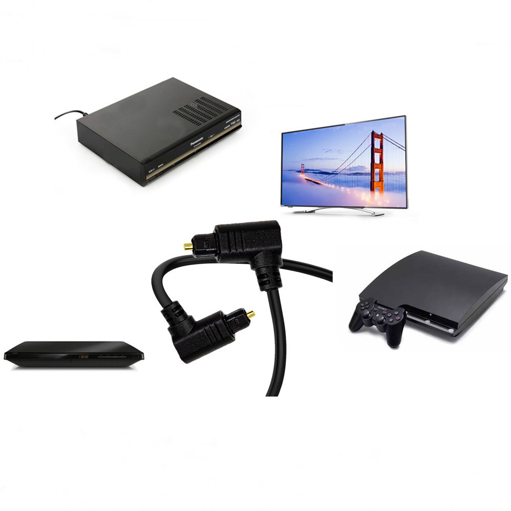 RAWAUX Câble Optique Toslink 2m Angle Droit 90° Plaqué Or - Barre De Son TV PS5 Xbox Home Cinéma