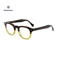 Montures de lunettes rondes en acétate Flowerfour avec logo personnalisé - Lunettes de protection contre les radiations unisexes pour adultes, pour un usage quotidien, adaptées à toutes les formes de visage