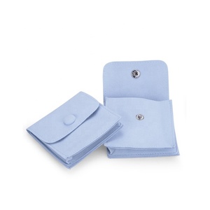 Hot Bán Biểu Tượng Tùy Chỉnh Chất Lượng Cao Màu Xanh Đồ Trang Sức Pouch Nút Phong Bì Với Ribbon <span class=keywords><strong>Bow</strong></span> Bông Tai Quà Tặng Đóng Gói Túi Nhung - Product Image 3