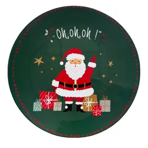 Прямая Продажа с фабрики, круглые рождественские украшения, с рисунком Санта-Клауса, Зарядные тарелки