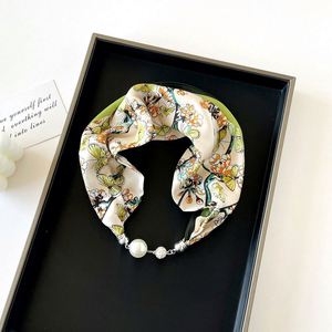 Wholesale Fashion Versatile Magnetic Stain Chiffon Silk <b>Scarf</b> <b>for</b> <b>Women</b> Green butterfly Neckerchief <b>for</b> Sale YKH0097 - Product Image 2