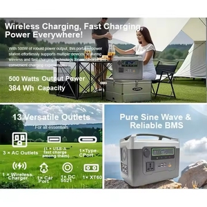 Station d'alimentation solaire portable avec contrôleur MPPT, batterie LiFePO4, démarreur de secours, lampe torche pour le camping et la maison, onde sinusoïdale pure - Product Image 4