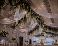 Lustre suspendu en acrylique de luxe pour mariage, draperies modernes, centres de table pour décoration événementielle, décor de fond en cristal