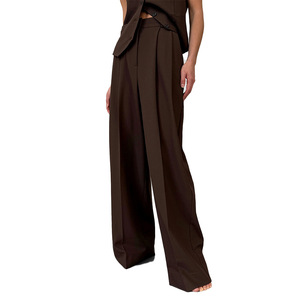 <span class=keywords><strong>Pantaloni</strong></span> Palazzo da <span class=keywords><strong>Donna</strong></span> Grigio Scuro a Vita Alta <span class=keywords><strong>con</strong></span> Doppia Piegatura, Gamba Larga, Vestibilità Ampia, Lunghezza al Pavimento, <span class=keywords><strong>con</strong></span> Tasche <span class=keywords><strong>Laterali</strong></span> - Product Image 5