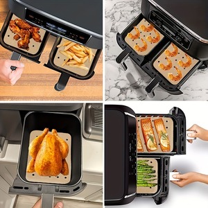 Rectangular Air Fryer Liners Silicone <b>Paper</b> 100 Pcs Disposable <b>Kitchen</b> Roll For Air Fryer Cooking - Product Image 4