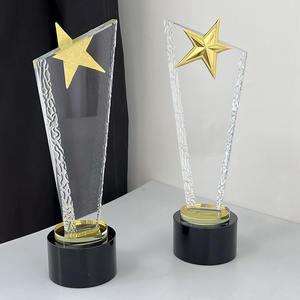 व्यक्तिगत स्मृति चिन्ह उपहार थोक क्रिस्टल गोल्ड स्टार ट्रॉफी पुरस्कार स्टॉक क्रिस्टल रिक्त ट्रॉफी MH-NJ00717 - Product Image 3