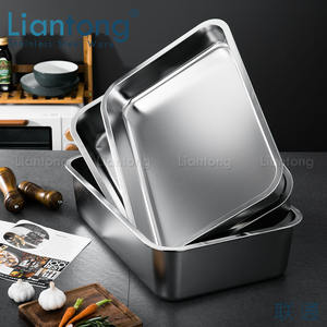 Approvisionnement d'usine en acier inoxydable 201 matériel litière pour chat bord roulé plateau profond récipient de service de nourriture casserole - Product Image 4