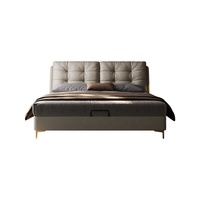 Cama de Cuero Acolchada de Lujo - Moderna Base de Cama Tapizada Queen/King Size con Almacenamiento y Patas Metálicas para Muebles de Dormitorio Principal