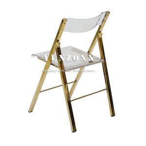 بيع بالجملة تصميم جديد إطار ذهبي وفضي كراسي أكريليك قابلة للطي شفافة لتناول الطعام - Product Image 6