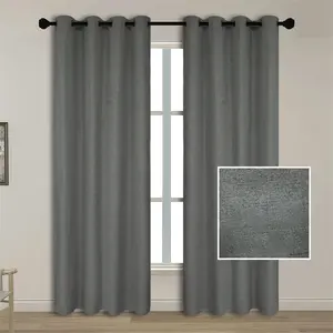 Hot Selling Wholesale Eyelet 100% Blackout Fabric Curtain Luxury Blackout Curtains For Living Room Bedroom