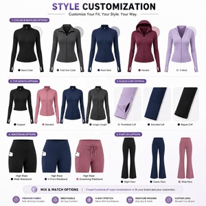 Set Yoga da Donna a 2 Pezzi ad Alta Elasticità: Giacca con Zip e Leggings a Zampa, Abbigliamento Sportivo Aderente con Fori per i Pollici - Product Image 4