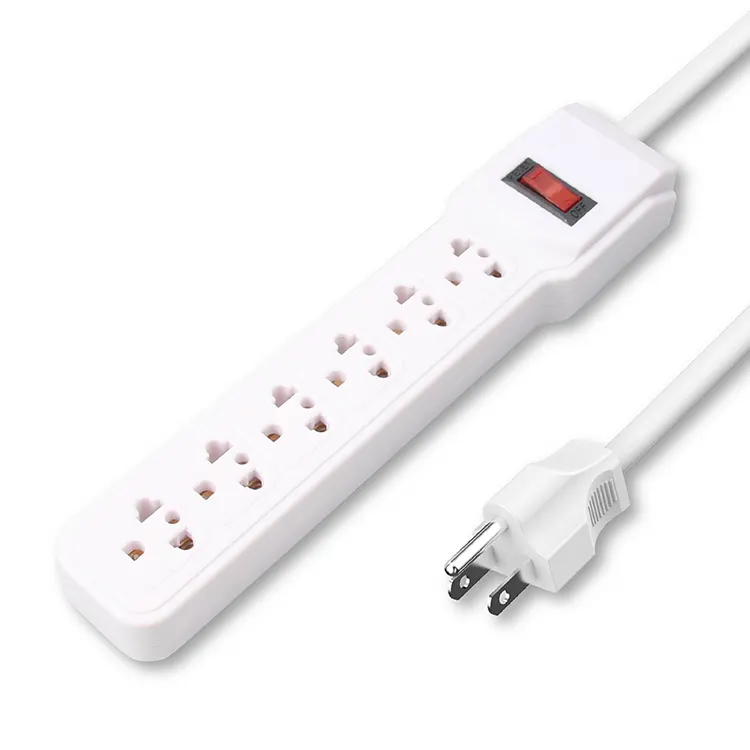 power outlet strip 6-way power strip socket ,ABS material with reset ,electric power strip