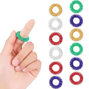 5 Bright Colors Fidget Anti-Anxiety Acupressure Finger Sensory Acupressure Massage Ring For Stress Relief, Massage