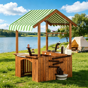 Jouets de <span class=keywords><strong>cuisine</strong></span> éducatifs pour enfants : Cabane en bois avec bac à sable extérieur et système de circulation d'eau, pour garçons et filles - Product Image 2