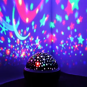 3D popüler çocuk odası dekorasyon gece lambası okyanus ay dönen yıldızlı gökyüzü ışık LED galaxy projektör