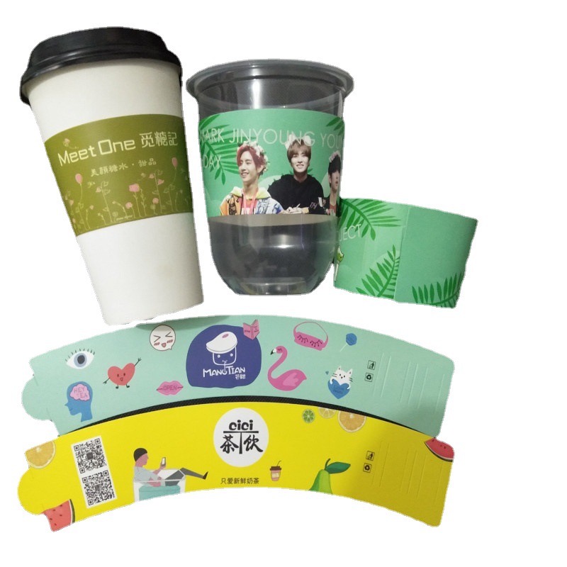 Custom Logo Eco-friendly Flexo Printed Biodegradable Single Wall Food Grade Thick Cardboard Hot Drink Sleeve Paper Coffee Cup