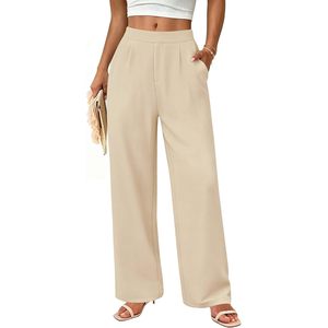 FOXA Womens Wide Leg Palazzo <b>Pants</b> High Waist Loose Fit With Pockets Breathable Crepe Fabric <b>Summer</b> Beach Business Casual - Product Image 1