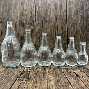 <span class=keywords><strong>Botellas</strong></span> <span class=keywords><strong>de</strong></span> Vidrio Transparente <span class=keywords><strong>de</strong></span> Grado Alimenticio con Rayas Horizontales, <span class=keywords><strong>de</strong></span> 100ml a 700ml, con Tapa Metálica <span class=keywords><strong>de</strong></span> Rosca para Jugos y Bebidas - Product Image 6