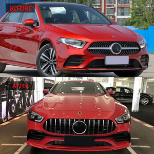 กระจังหน้า Mercedes-Benz A-Class W177 GT สีดำเงา พร้อมแถบสีเงิน วัสดุ ABS - Product Image 2