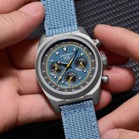 Montre chronographe pour homme CADISEN 7068, boîtier en titane, verre saphir, cadran tachymètre, bracelet en toile nylon, montre sport à quartz