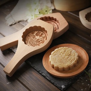 แม่พิมพ์ขนมไหว้พระจันทร์ไม้ 6 ชิ้น รูปทรงดอกไม้กลม สำหรับทำเค้ก DIY - Product Image 4