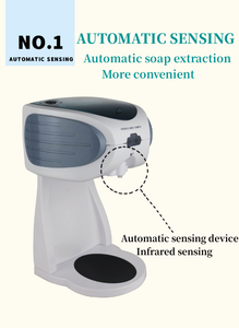 Distributeur de <span class=keywords><strong>savon</strong></span> liquide mural automatique sans contact 600ml en ABS à <span class=keywords><strong>action</strong></span> manuelle de style moderne pour hôtels cuisines toilettes publiques - Product Image 2