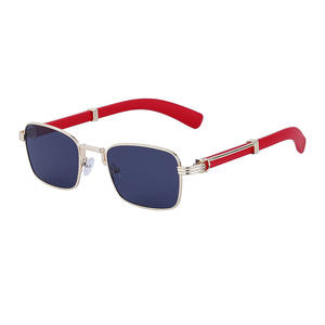 Lunettes de soleil rétro à monture métallique pour hommes, carrées, protection UV400, pour la conduite, couleur rouge, verres PC - Product Image 1