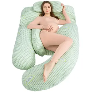 Soporte de refrigeración de bambú para maternidad, de cuerpo completo funda exterior, almohada de embarazo