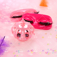 Boîte de voyage pour cils en vison de 25 mm, emballage mignon pour cils avec lumière LED violette et miroir, conteneur pour cils 3DVM en bande complète